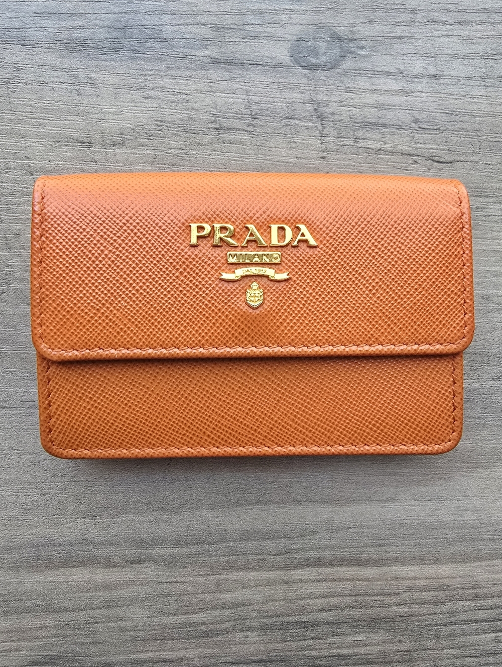 PRADA Saffiano Card Holder Capapaya Card Case Wallet